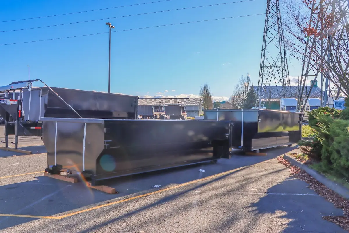 Roll-off dumpster ready for waste disposal at job site for 6 Yard Dumpster Rental in Holden